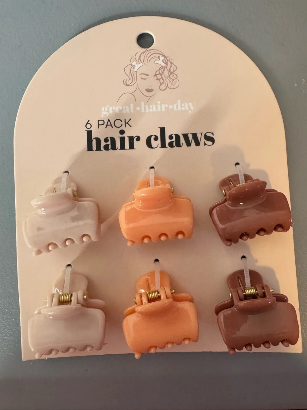 6-Pack Neutral Mini Hair Claws fall